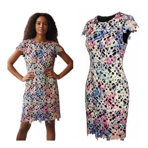Nicole Miller Collection Multicolor Punched Lace Midi Mini Dress